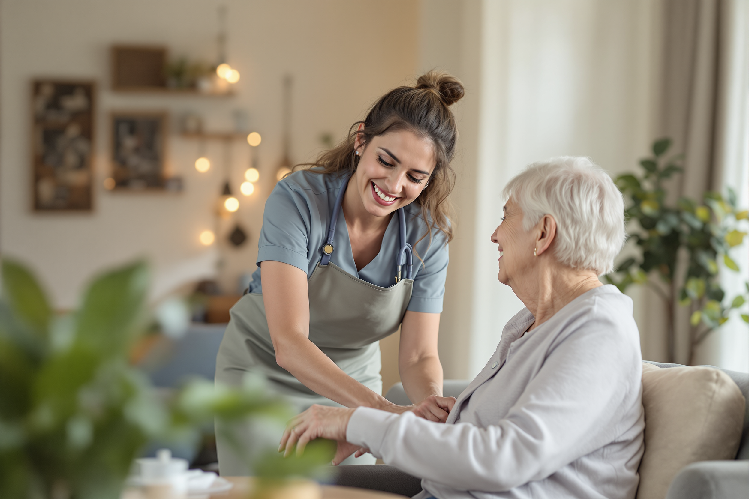 Senior heureux dans sa maison